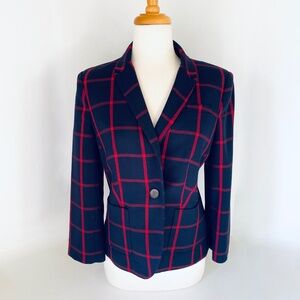 The Limited Women's Blazer Navy Blue & Red Check Size M ~ Excellent Condition!